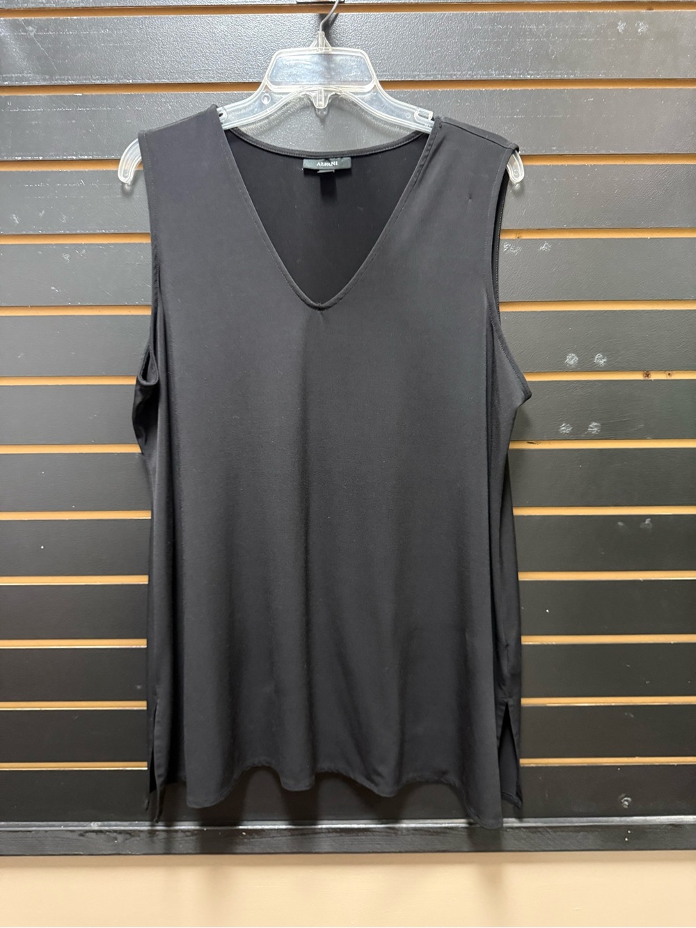 Alfani Black Sleeveless V-Neck Tank Top Size Large Stretch
